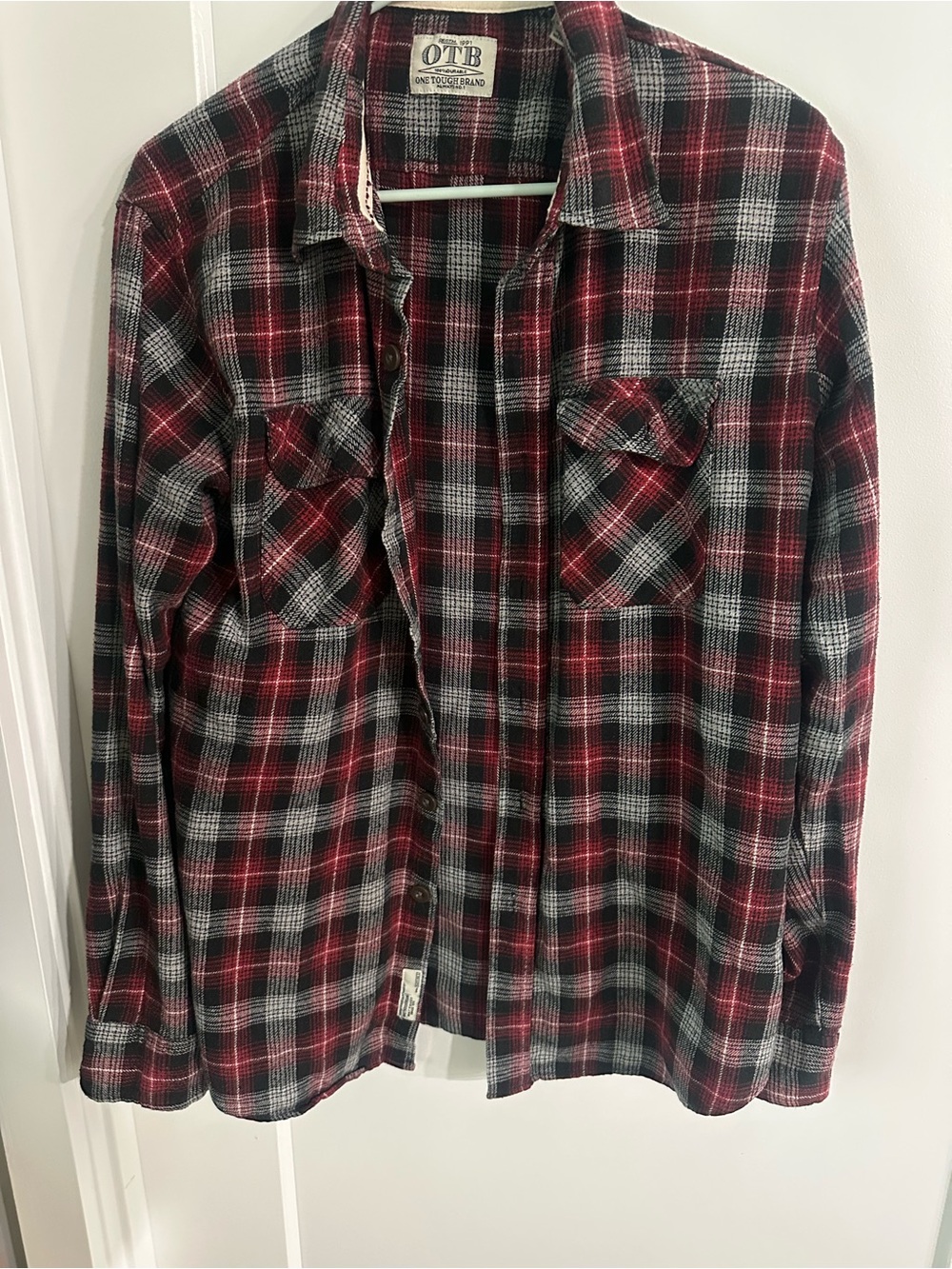 OTB Men’s Red & Black Plaid Button-Down Shirt